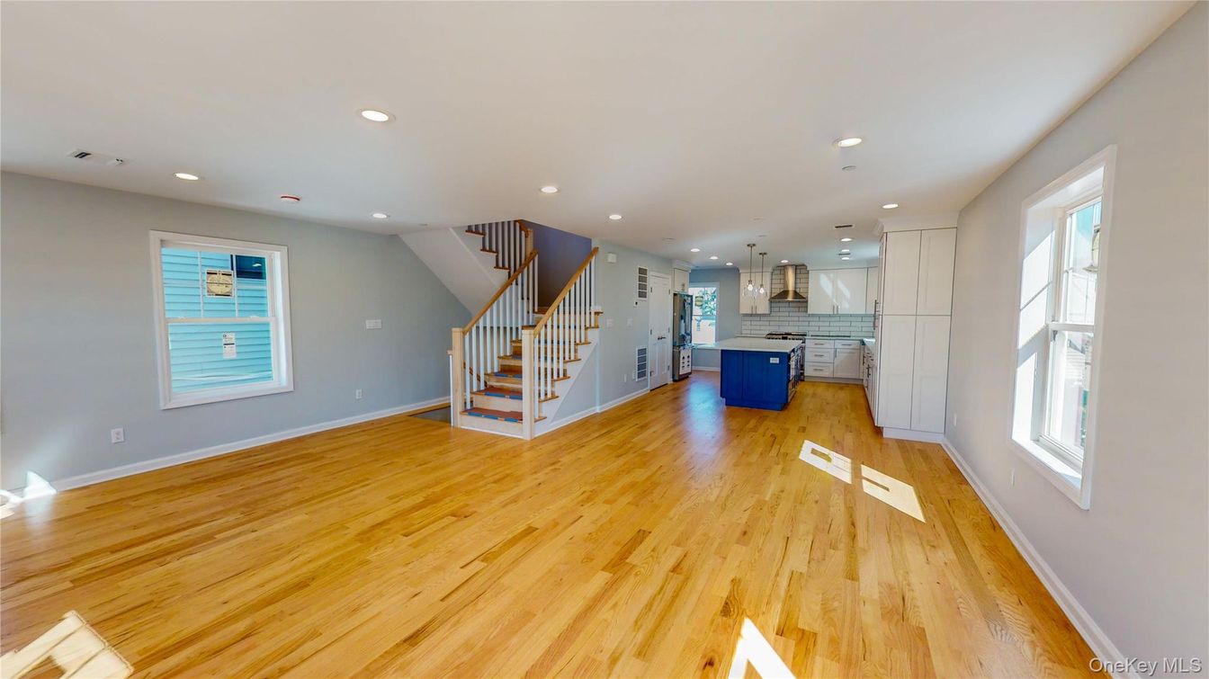 Empty room, Interior, Kitchen, Recessed Lighting, Wood Texture Flooring