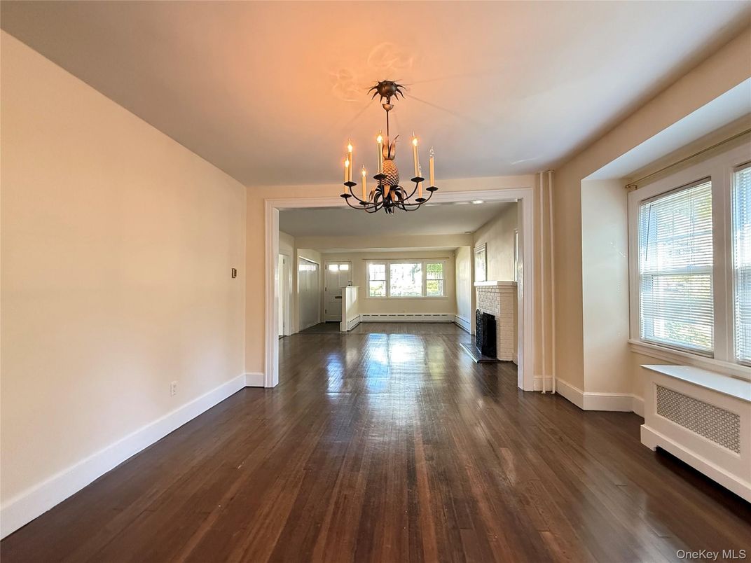 Chandelier, Empty room, Fireplace, Interior, Wood Texture Flooring