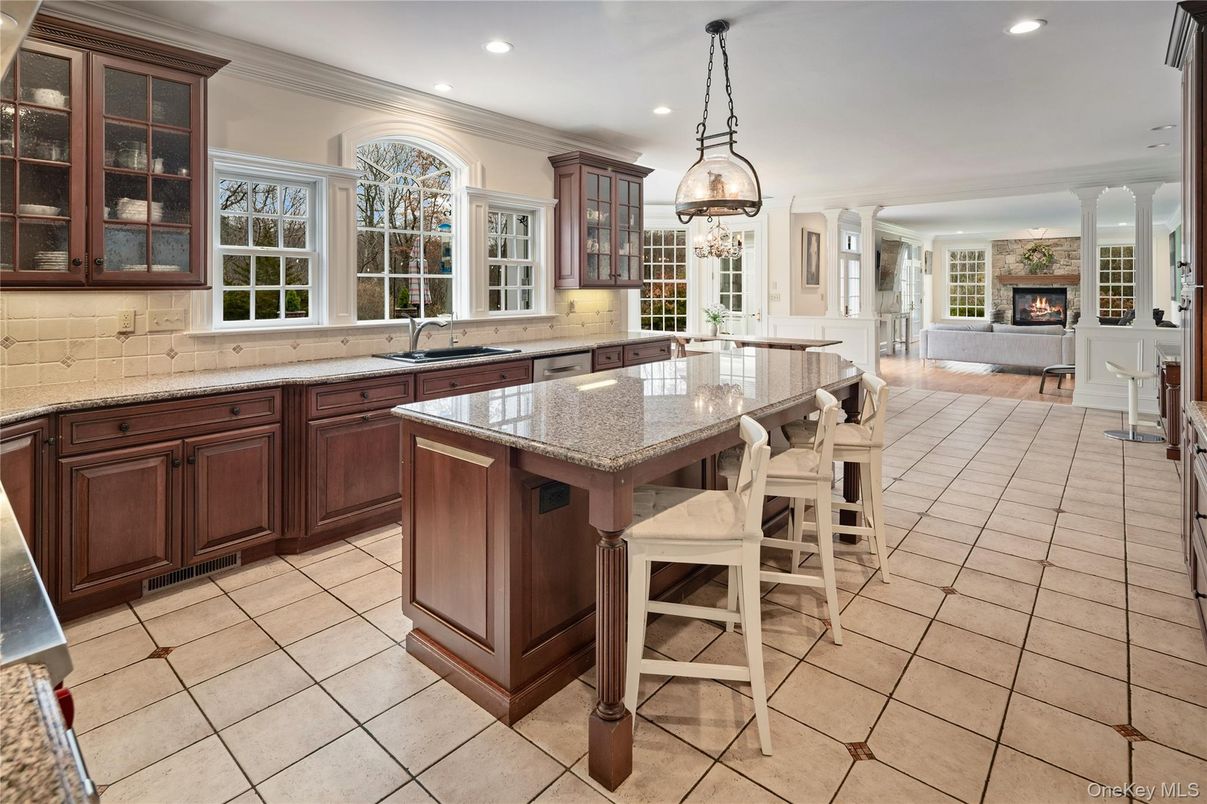 Fireplace, Interior, Kitchen, Pendant Lights, Recessed Lighting