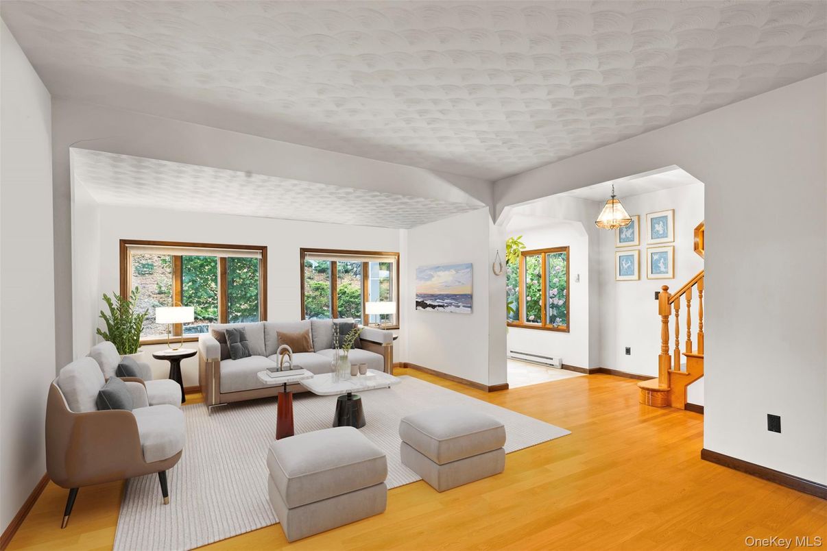 Interior, Living room, Pendant Lights, Wood Texture Flooring