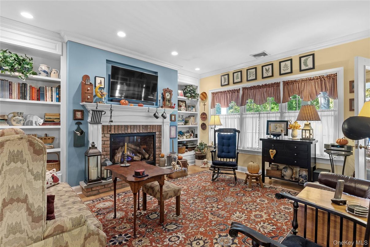 Fireplace, Home Office, Interior, Recessed Lighting