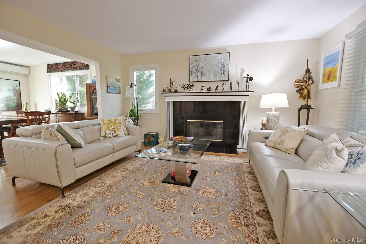 Dining room, Fireplace, Interior, Living room, Wood Texture Flooring