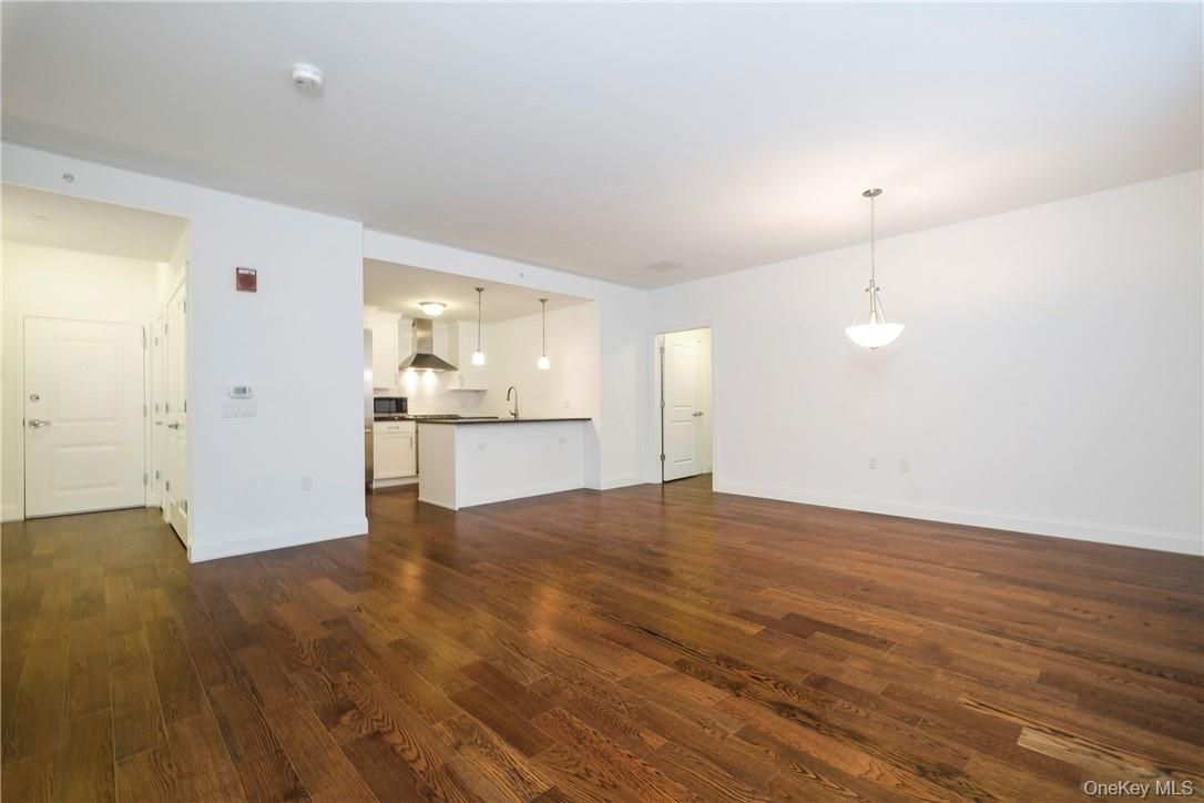 Empty room, Interior, Kitchen, Pendant Lights, Wood Texture Flooring