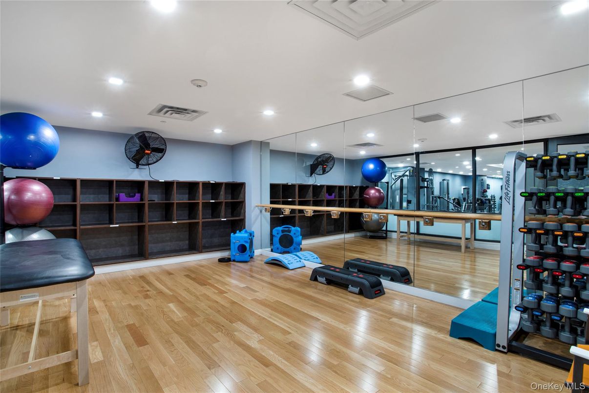 Fitness Equipment, Interior, Recessed Lighting, Wood Texture Flooring