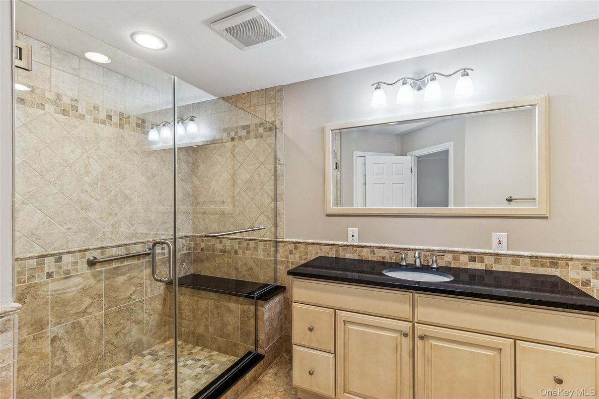 Bathroom, Glass Shower, Interior, Recessed Lighting
