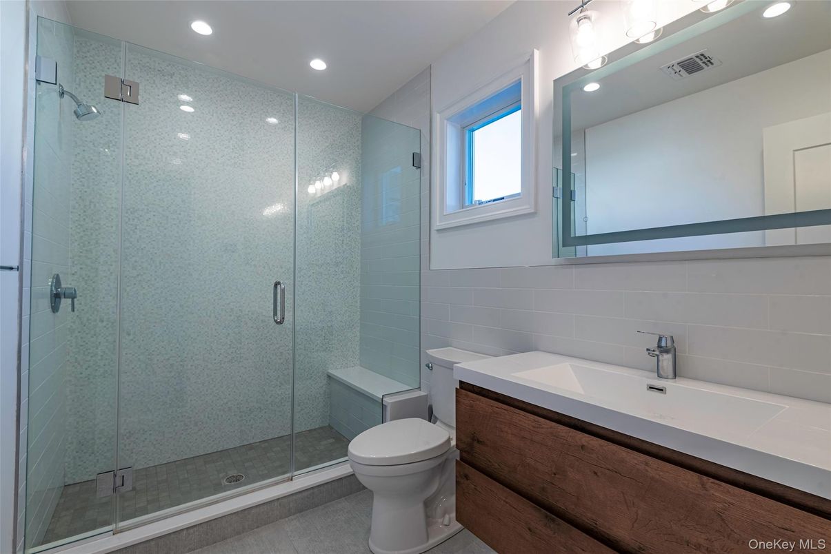Bathroom, Glass Shower, Interior, Recessed Lighting