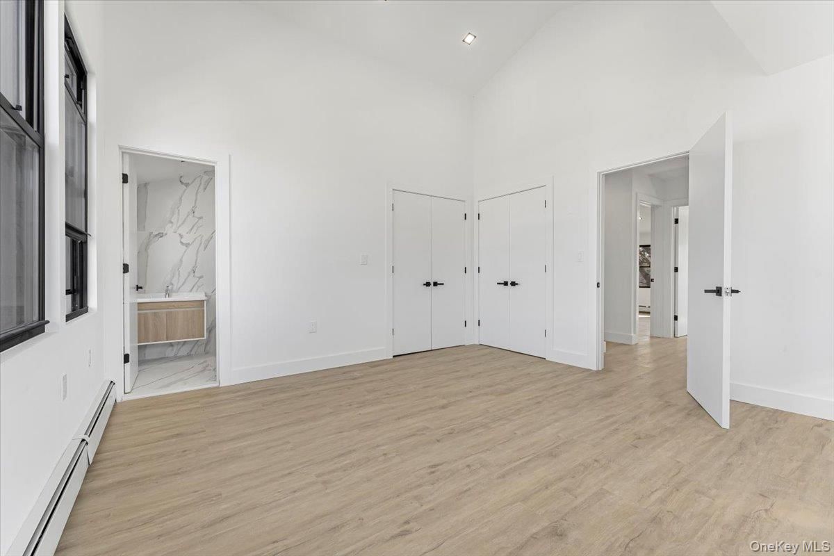 Empty room, Interior, Marble Walls, Recessed Lighting, Wood Texture Flooring