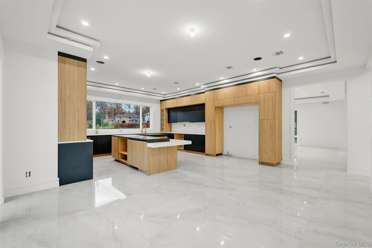 Interior, Kitchen, Marble, Recessed Lighting, Wooden Walls