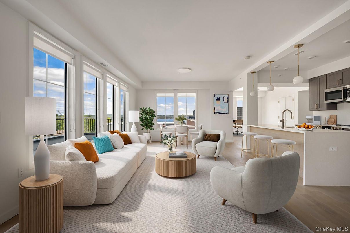 Dining room, Interior, Kitchen, Living room, Pendant Lights, Recessed Lighting, Stainless Steel Appliances, Wood Texture Flooring