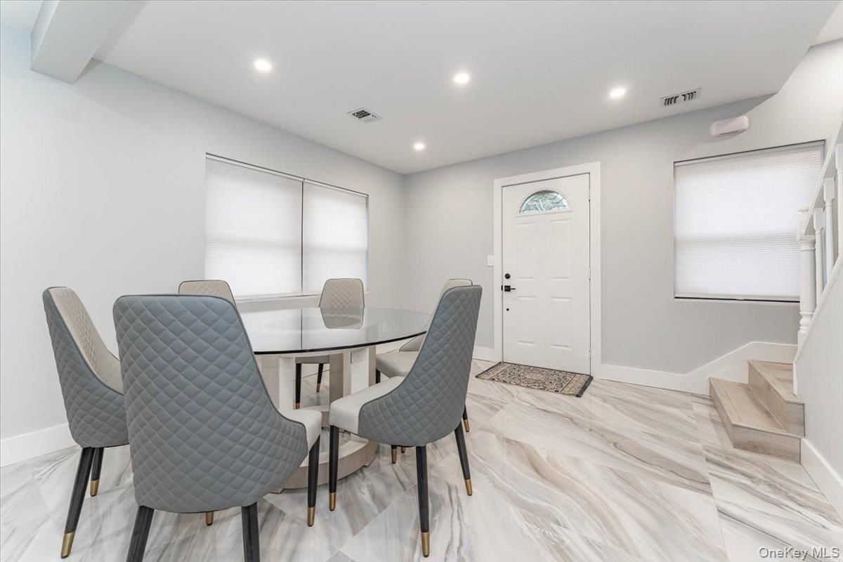 Dining room, Interior, Marble, Recessed Lighting