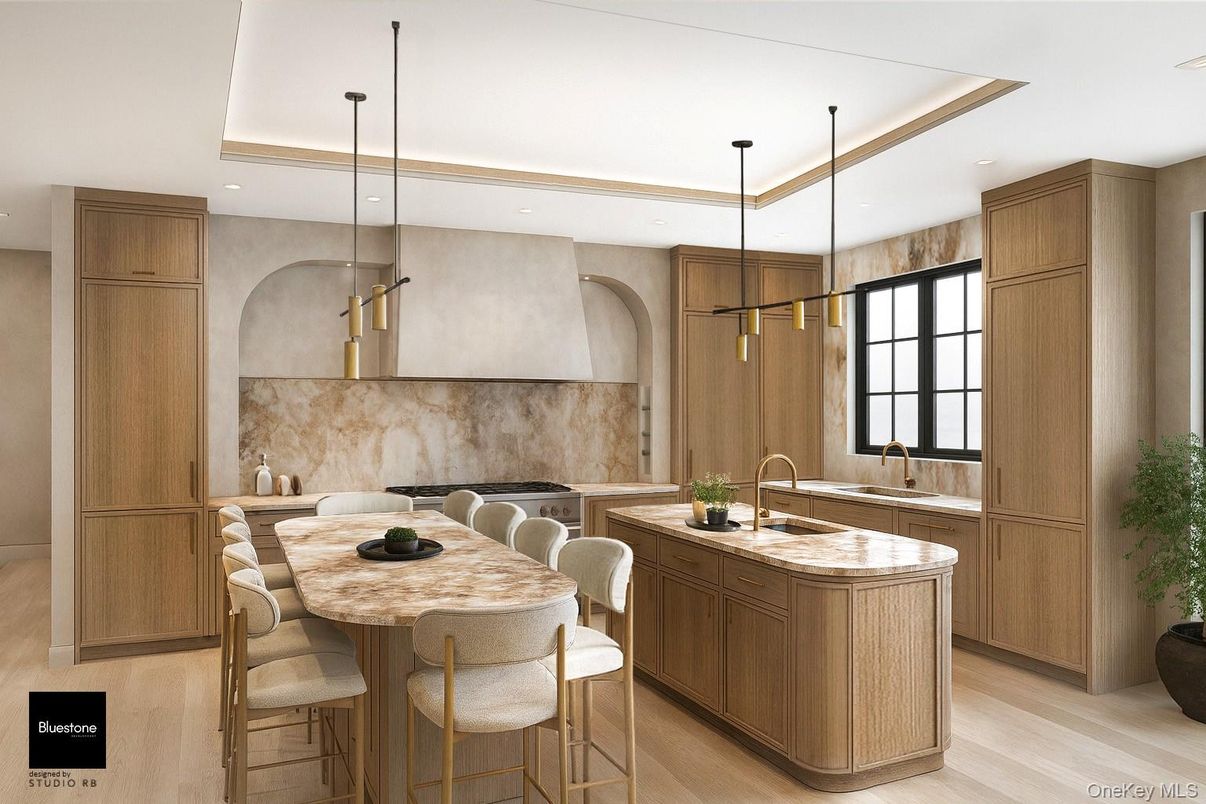 Interior, Kitchen, Pendant Lights, Recessed Lighting, Wood Texture Flooring