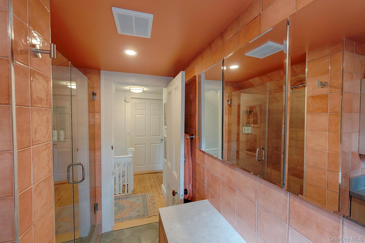 Bathroom, Glass Shower, Interior, Recessed Lighting