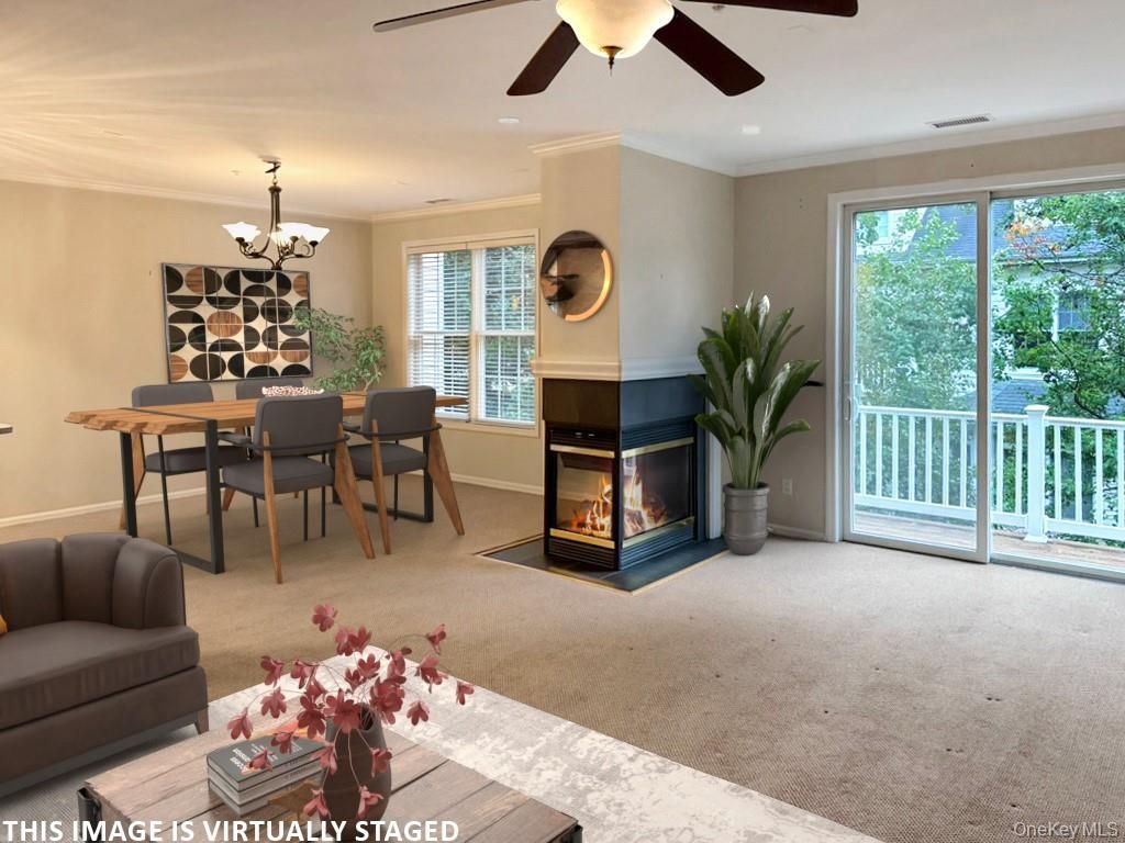 Chandelier, Dining room, Fireplace, Interior, Recessed Lighting