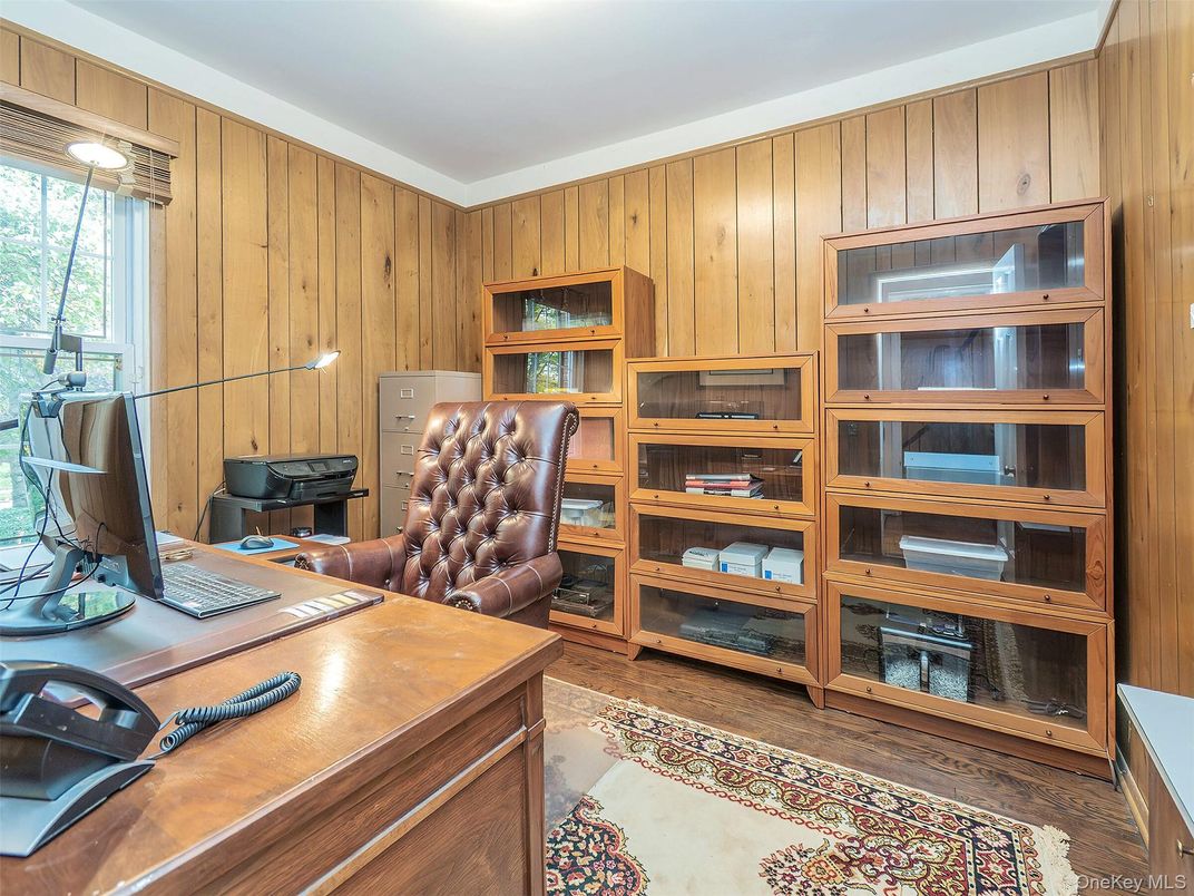 Home Office, Interior, Wood Texture Flooring, Wooden Walls