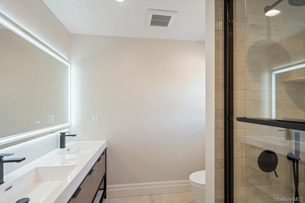 Bathroom, Dual Sink Vanities, Glass Shower, Interior, Recessed Lighting