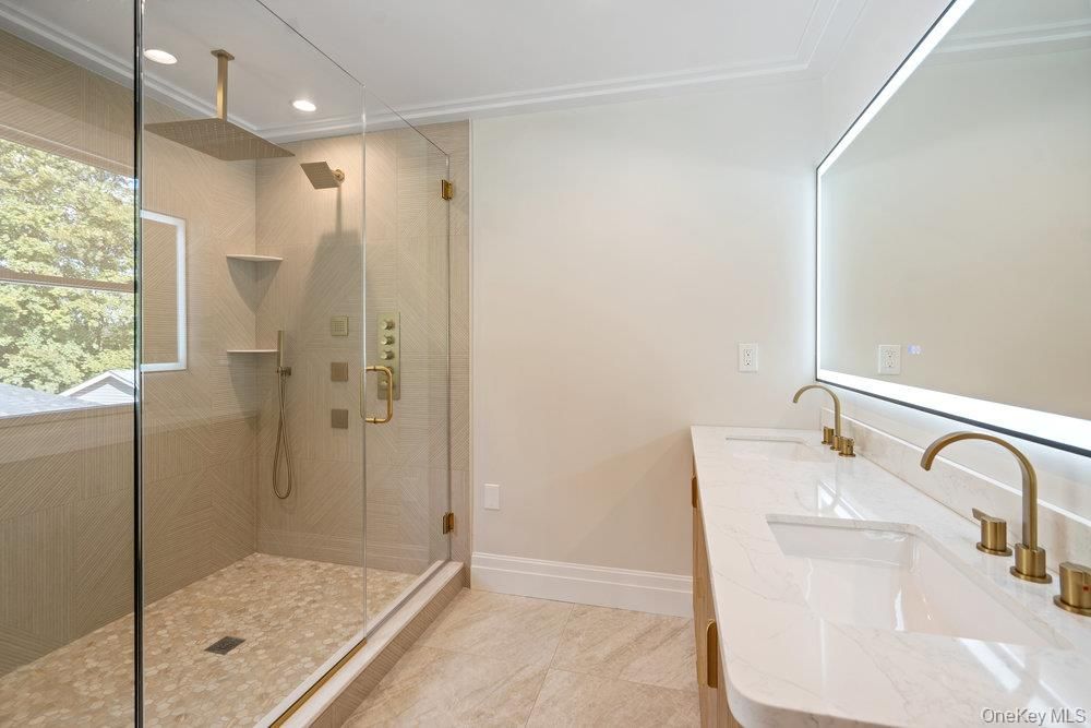Bathroom, Glass Shower, Interior, Recessed Lighting