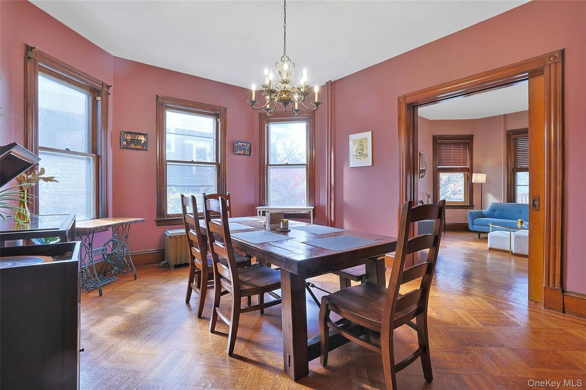 Chandelier, Dining room, Interior, Wood Texture Flooring