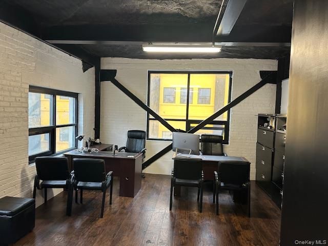 Home Office, Interior, Stone Walls, Wood Texture Flooring