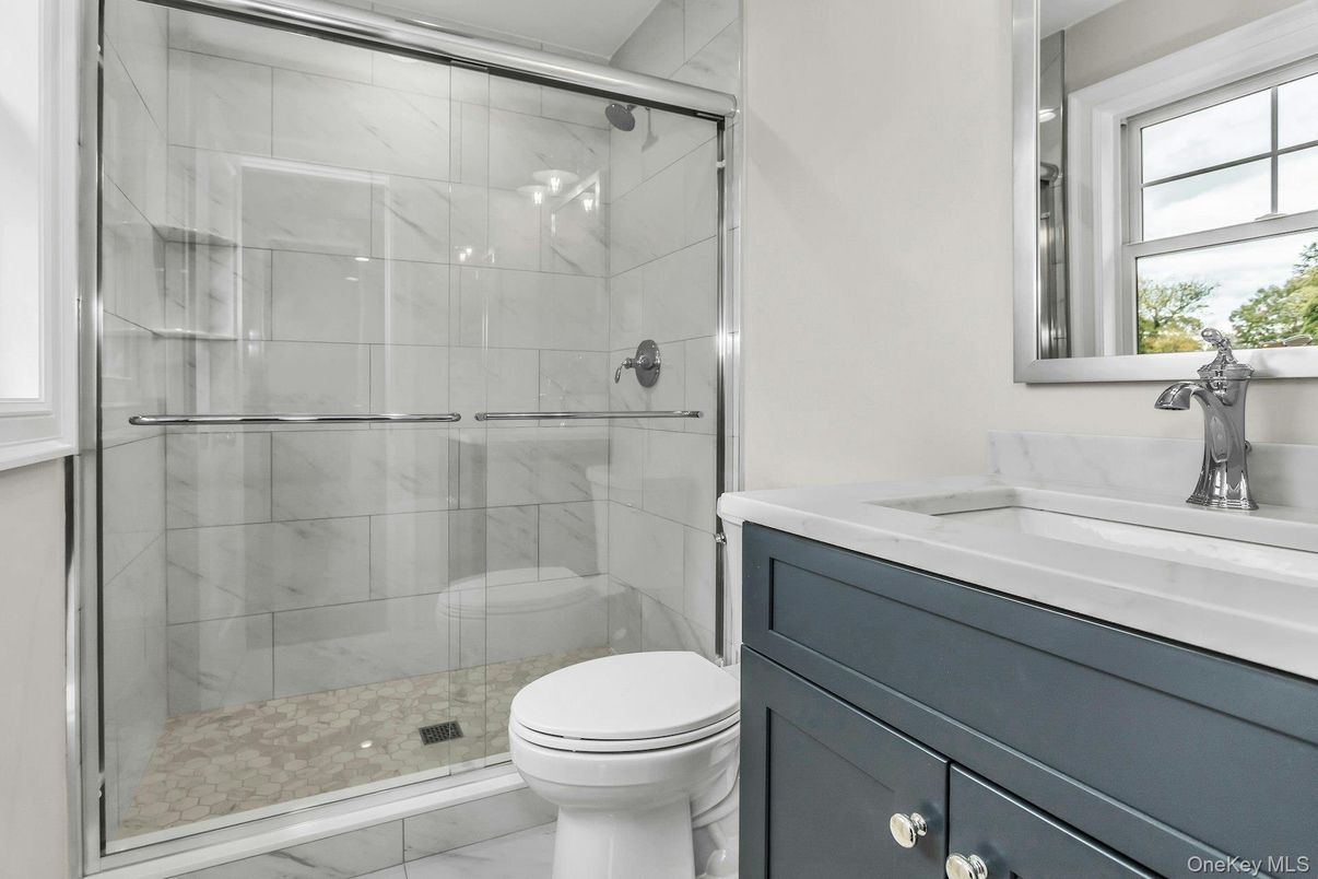 Bathroom, Glass Shower, Interior, Marble Walls