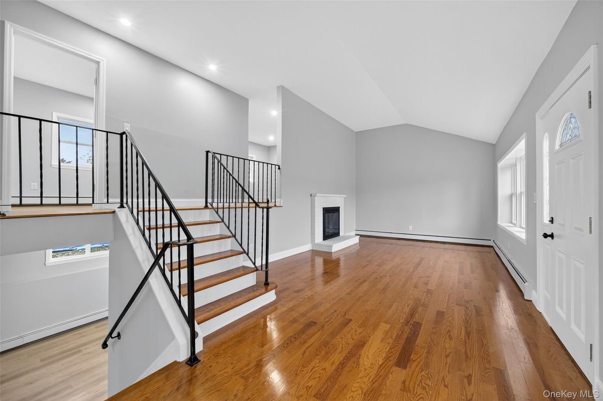 Fireplace, Interior, Recessed Lighting, Wood Texture Flooring
