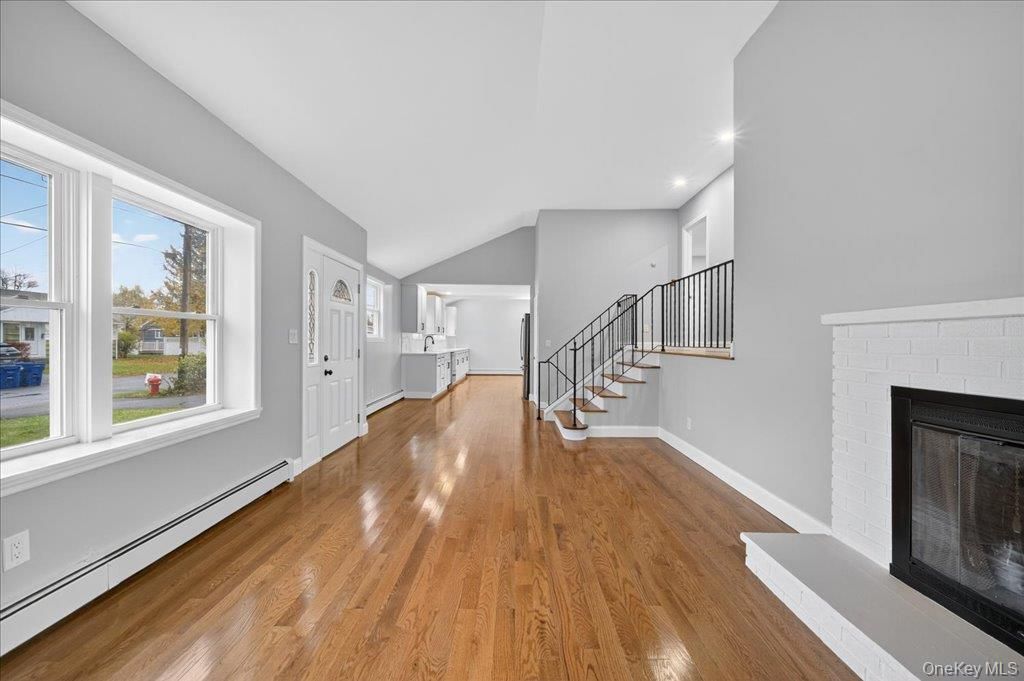 Fireplace, Interior, Recessed Lighting, Wood Texture Flooring