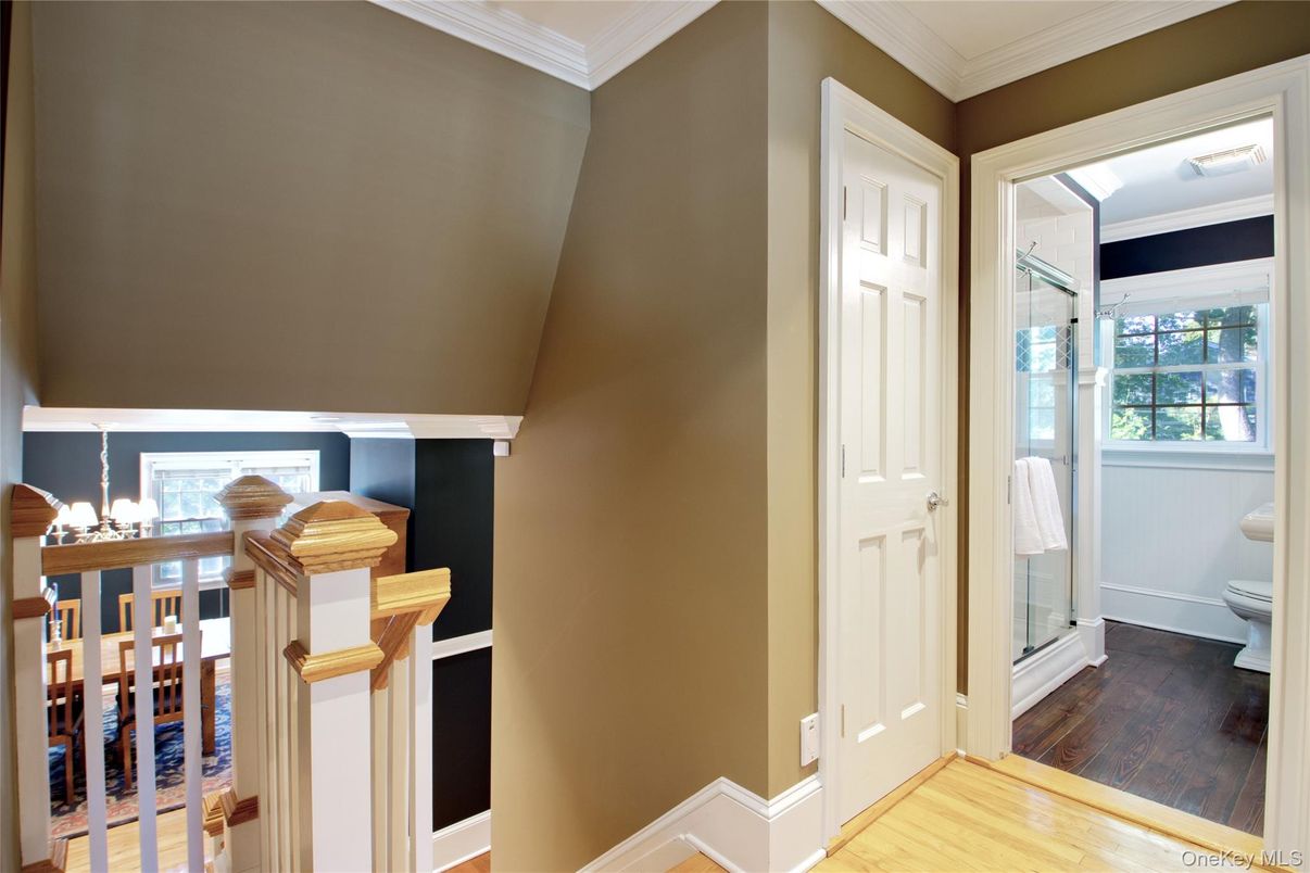 Bathroom, Glass Shower, Interior, Wood Texture Flooring