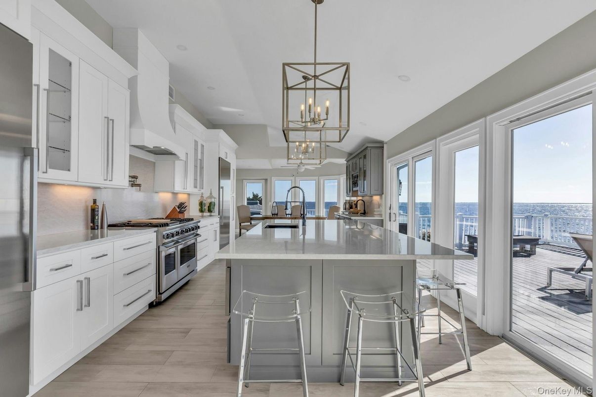 Interior, Kitchen, Pendant Lights, Stainless Steel Appliances, Wood Texture Flooring