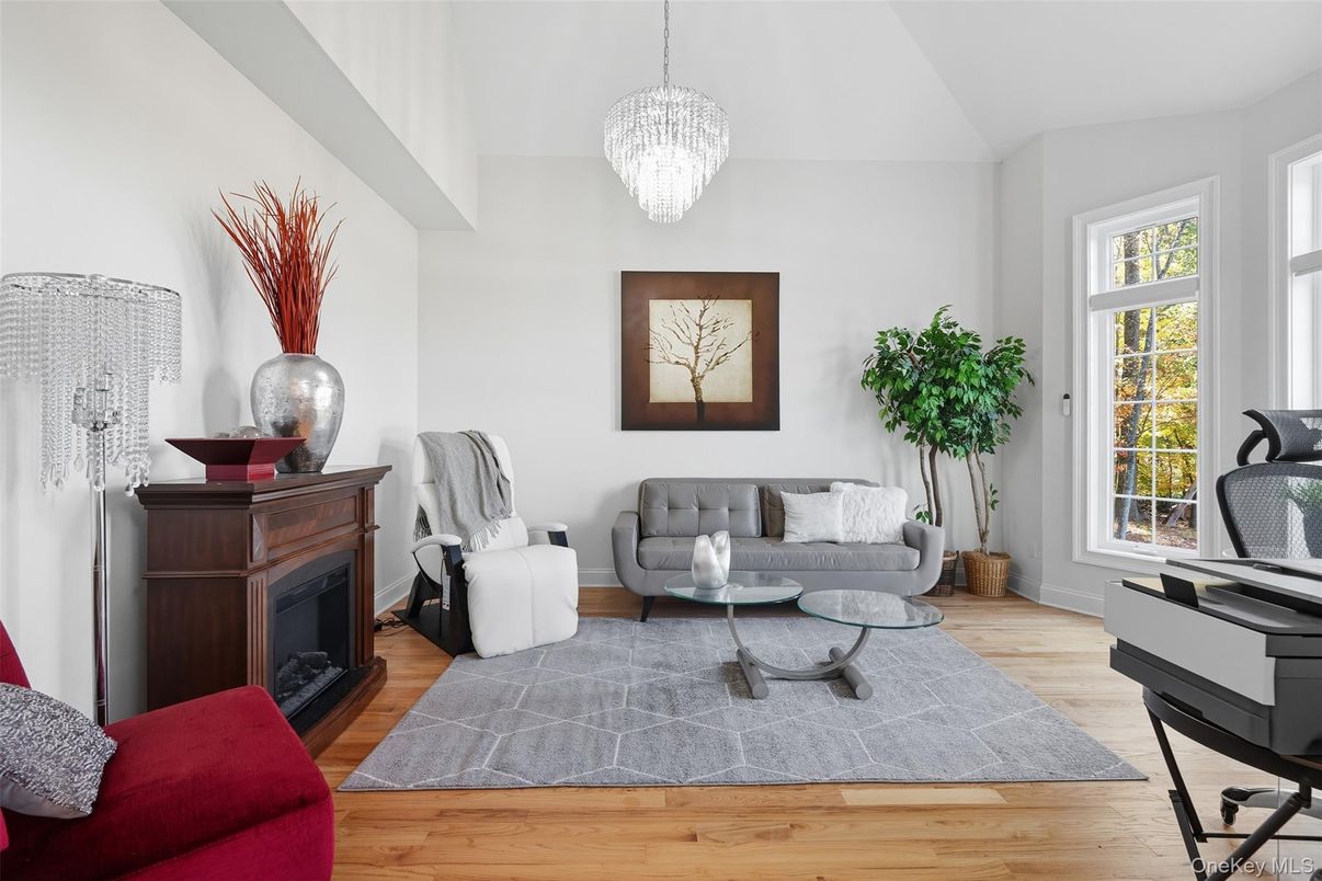 Chandelier, Fireplace, Interior, Living room, Wood Texture Flooring