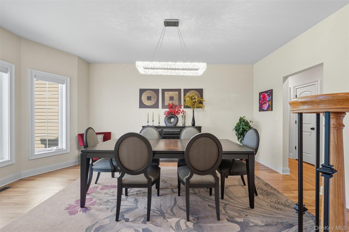 Chandelier, Dining room, Interior, Wood Texture Flooring