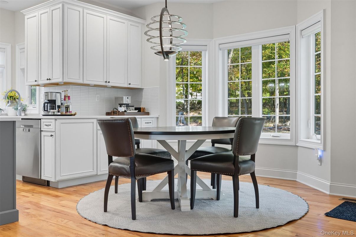 Dining room, Interior, Kitchen, Pendant Lights, Wood Texture Flooring