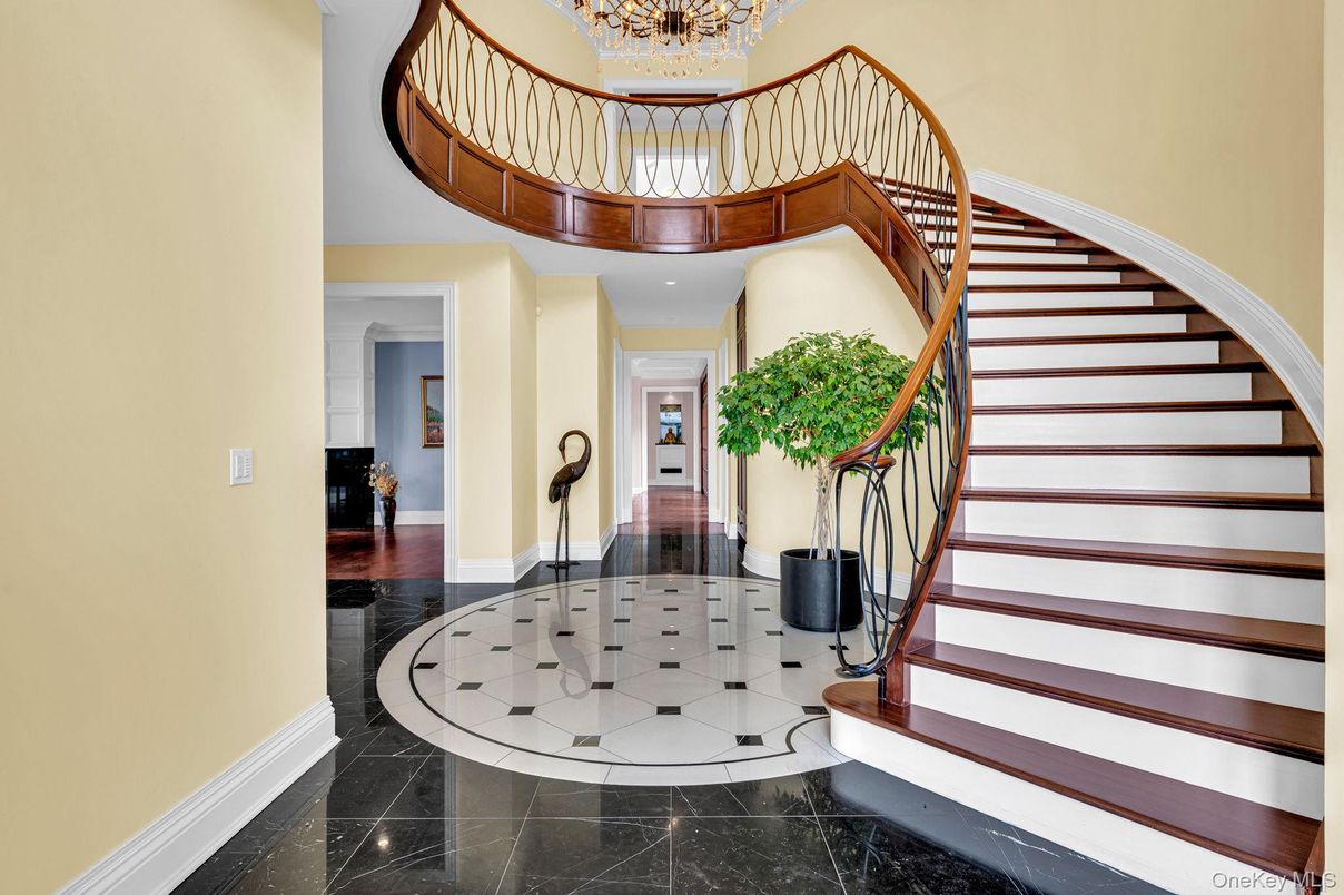 Chandelier, Interior, Marble, Recessed Lighting