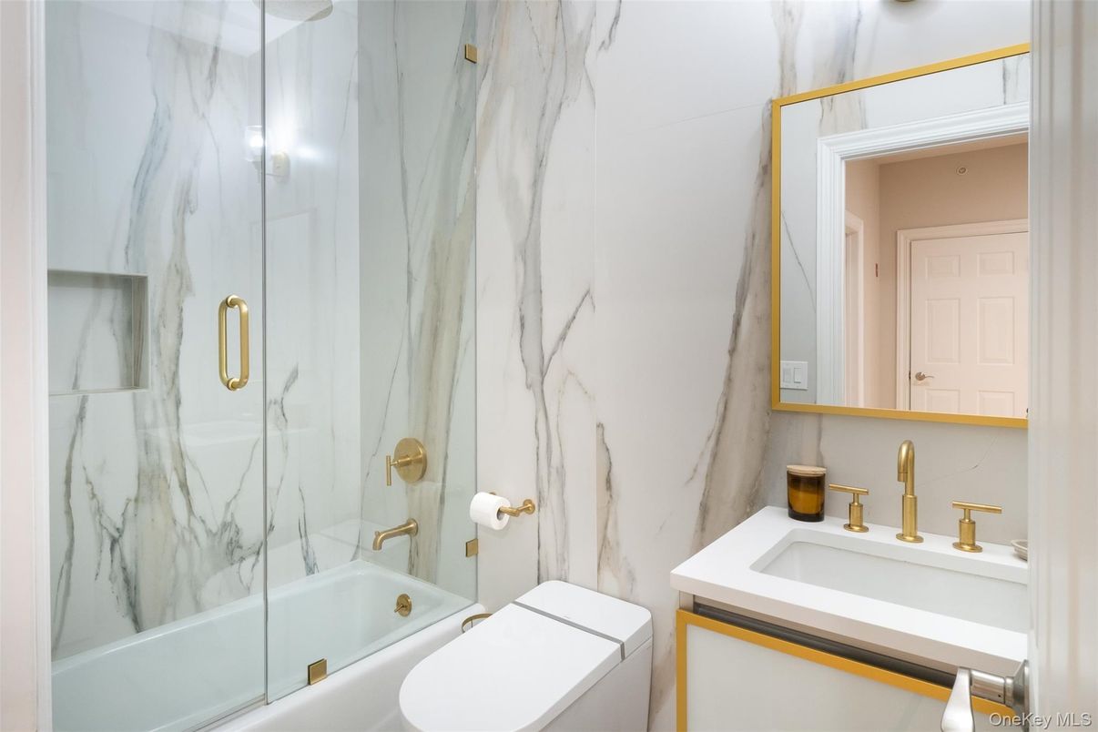 Bathroom, Glass Shower, Interior, Marble Walls