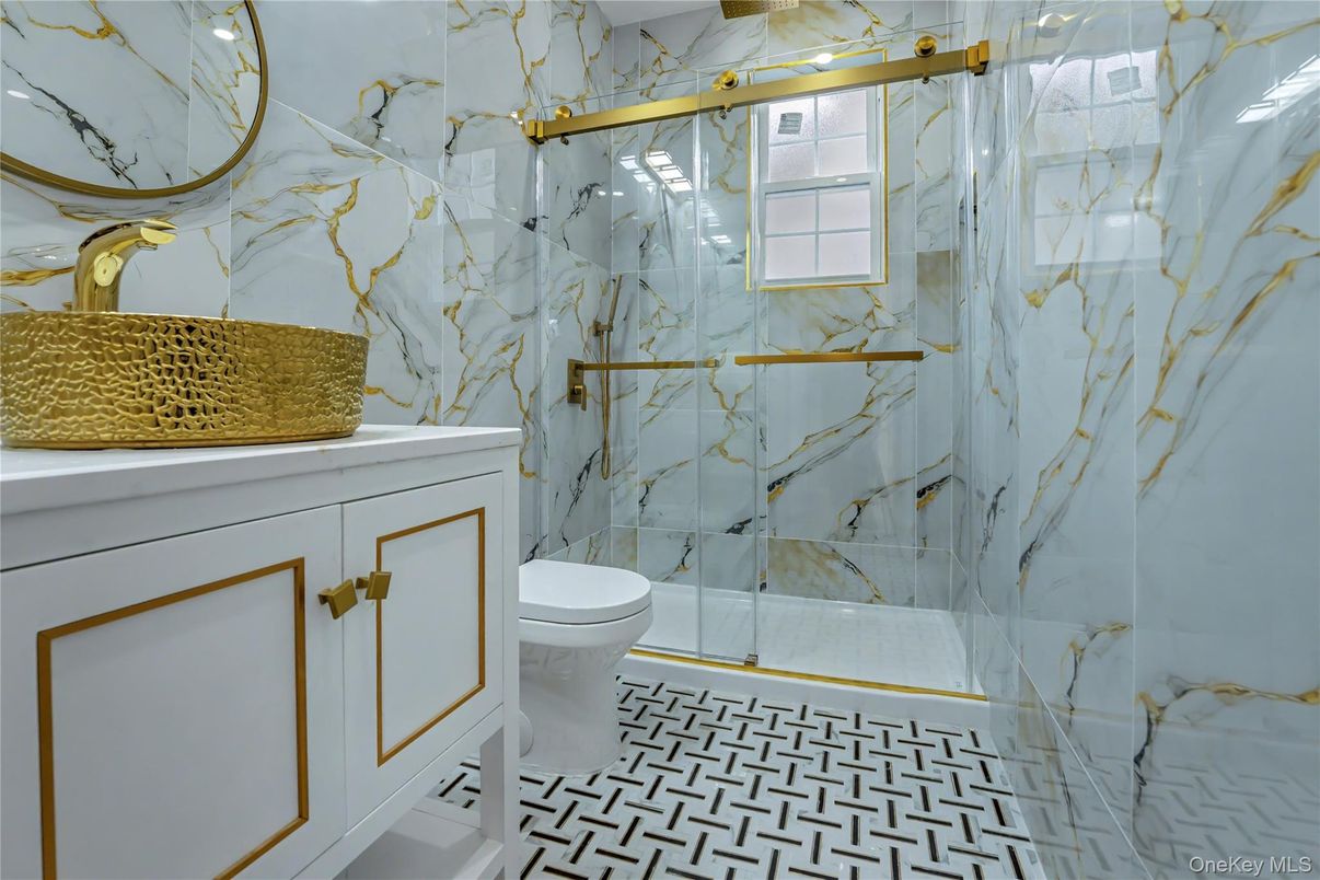 Bathroom, Glass Shower, Interior, Marble Walls