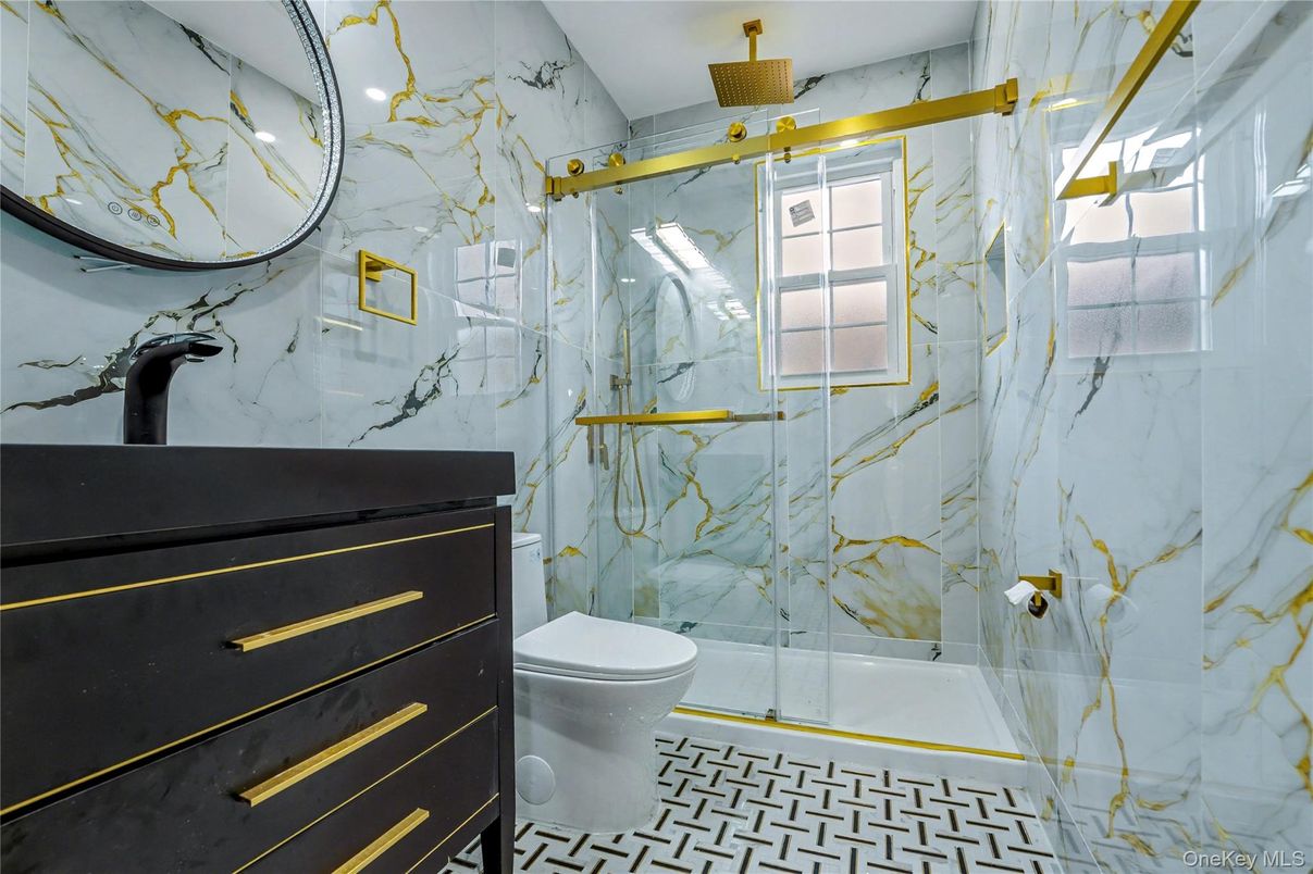 Bathroom, Glass Shower, Interior, Marble Walls