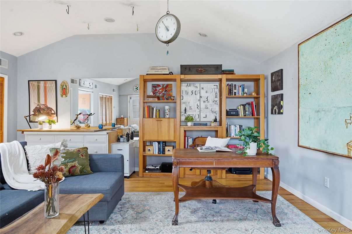 Home Office, Interior, Pendant Lights, Wood Texture Flooring