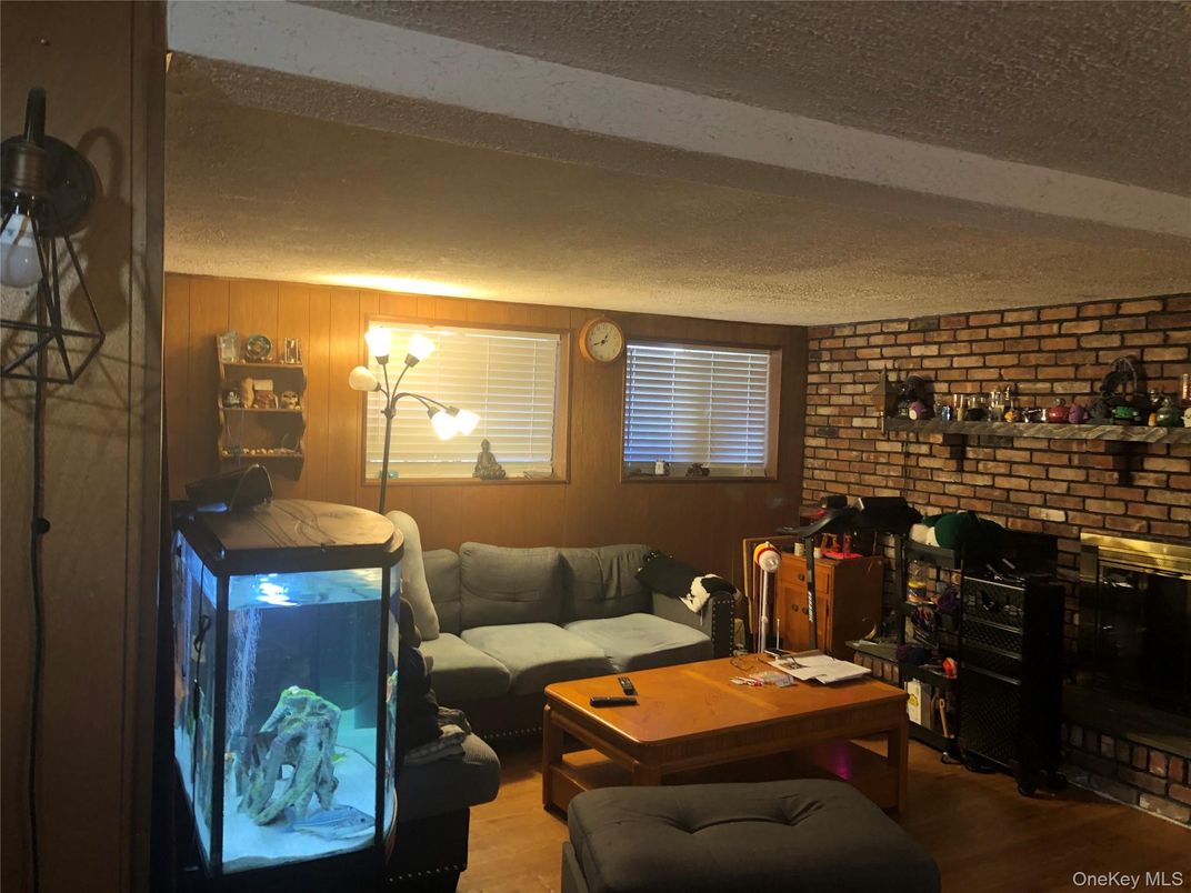 Interior, Living room, Stone Walls, Wood Texture Flooring