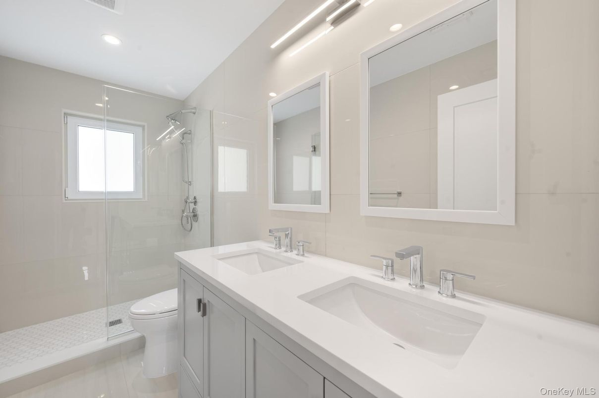 Bathroom, Dual Sink Vanities, Glass Shower, Interior, Recessed Lighting