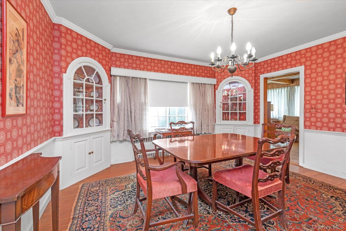Chandelier, Dining room, Interior, Wood Texture Flooring
