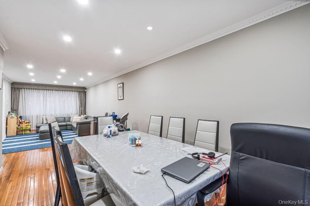 Dining room, Interior, Recessed Lighting, Wood Texture Flooring