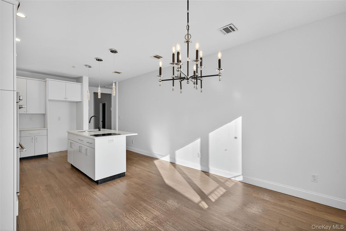 Interior, Kitchen, Pendant Lights, Recessed Lighting, Wood Texture Flooring