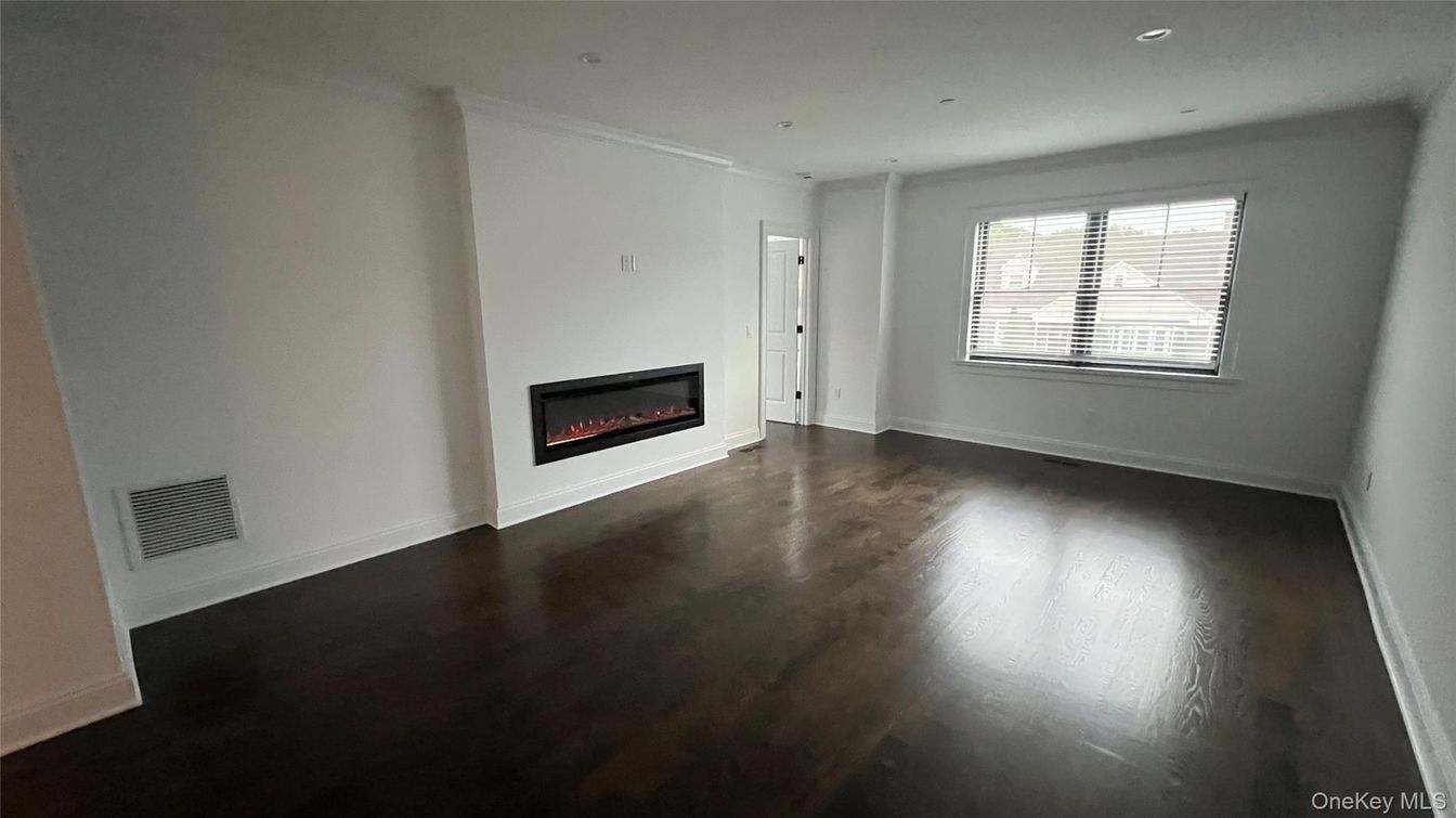 Empty room, Fireplace, Interior, Recessed Lighting, Wood Texture Flooring