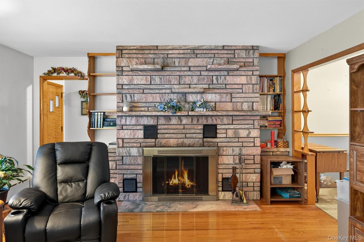 Fireplace, Interior, Stone Walls, Wood Texture Flooring