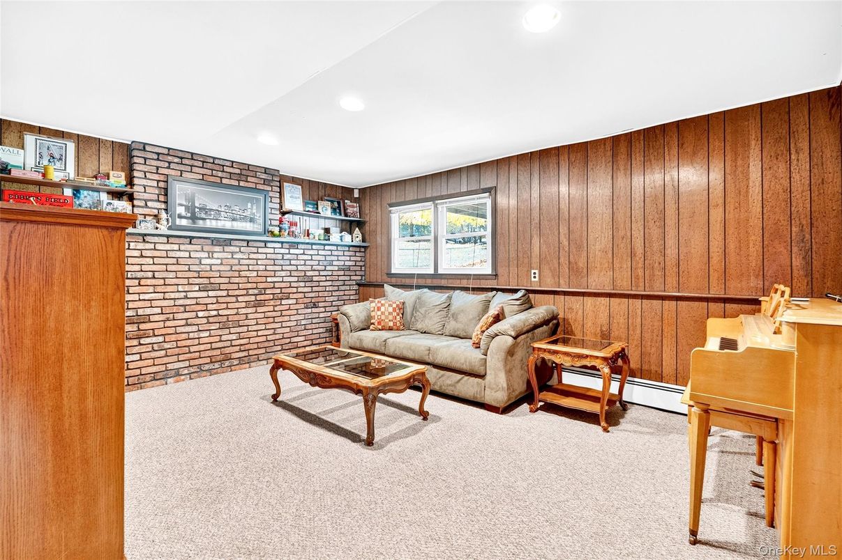 Interior, Living room, Recessed Lighting, Stone Walls, Wooden Walls
