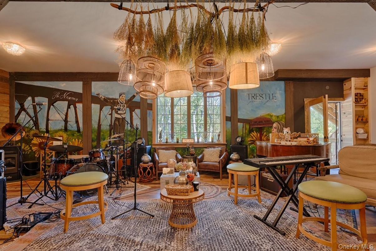 Chandelier, Interior, Living room, Piano, Wood Texture Flooring