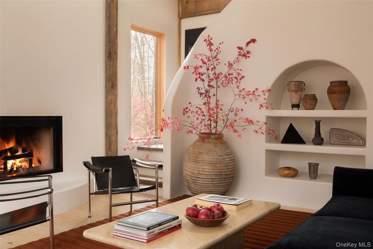 Fireplace, Home Office, Interior, Wood Texture Flooring