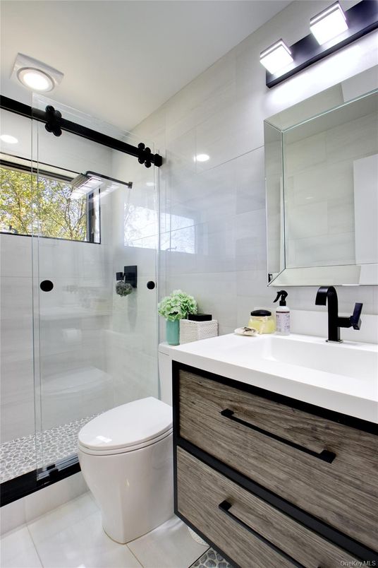 Bathroom, Glass Shower, Interior, Recessed Lighting