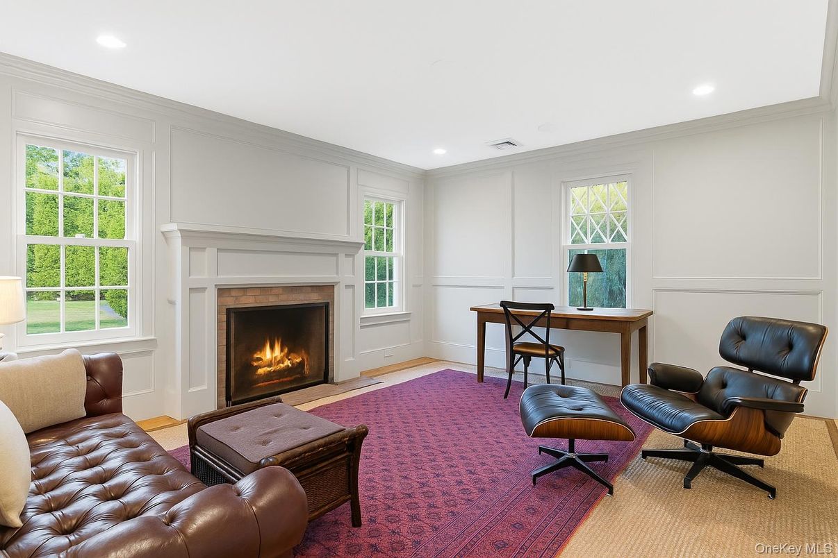 Fireplace, Home Office, Interior, Recessed Lighting