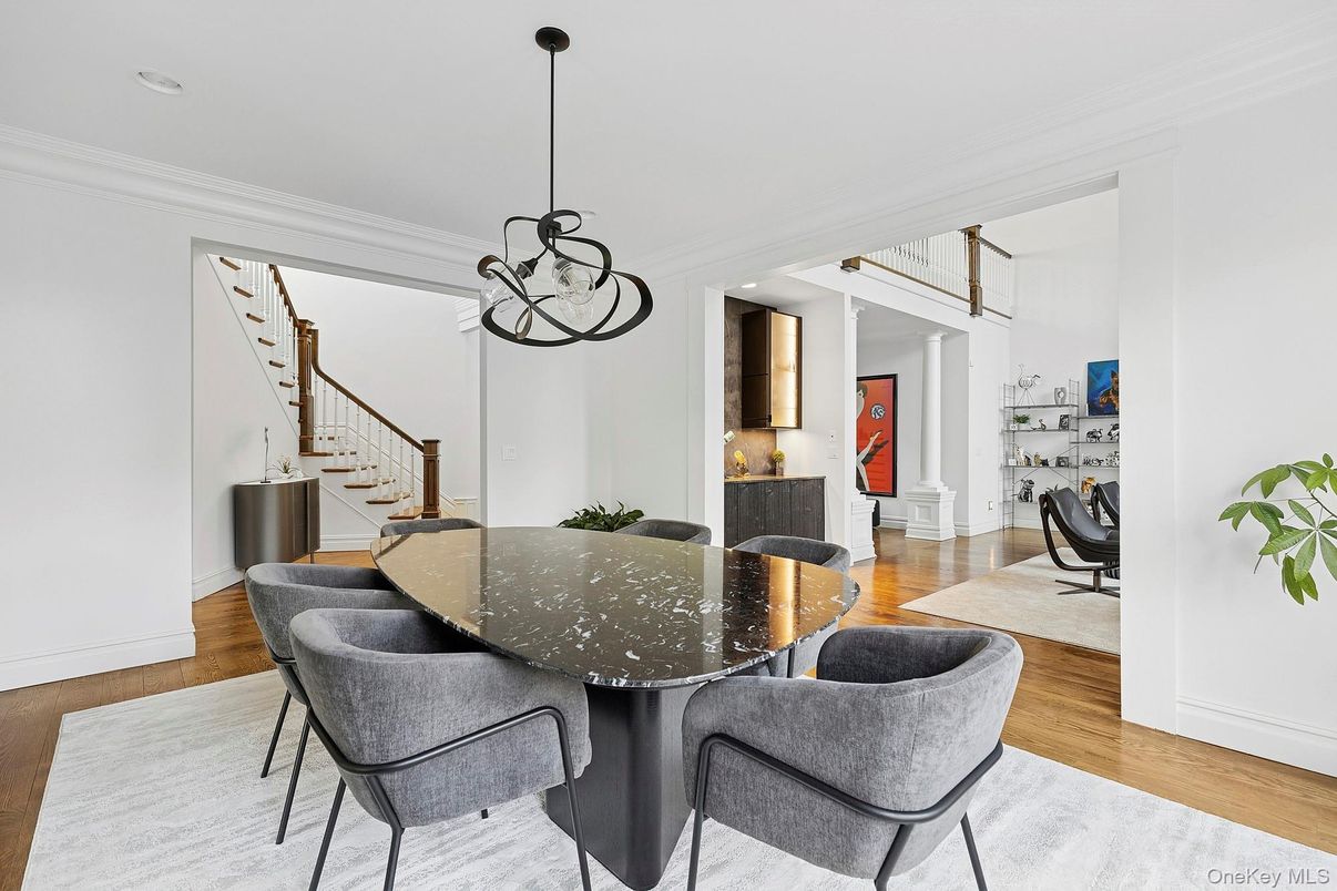 Chandelier, Dining room, Interior, Pendant Lights, Wood Texture Flooring