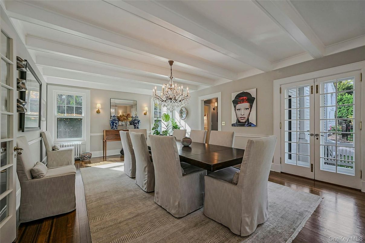 Chandelier, Dining room, Interior, Wood Texture Flooring