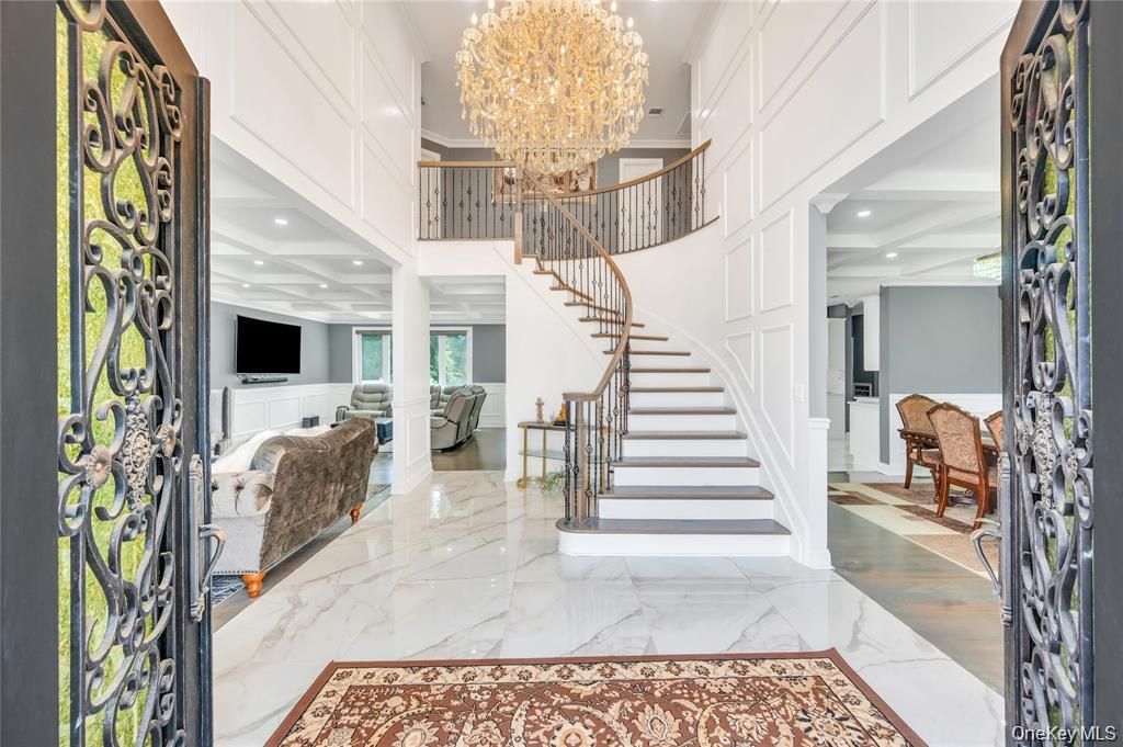 Chandelier, Interior, Marble, Recessed Lighting
